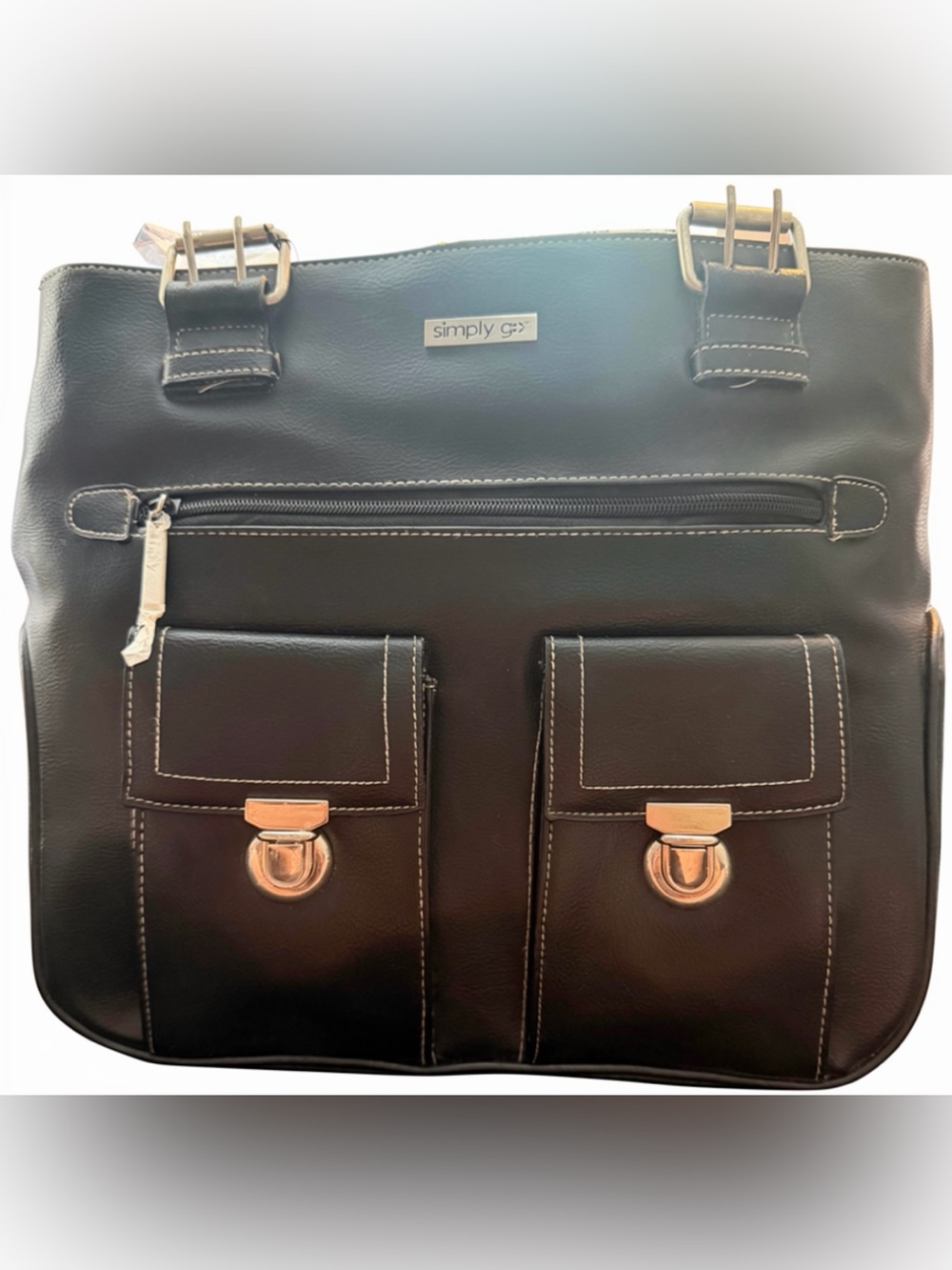 NWT- Simply GO- Nylon Leather Purse with Extra Strap